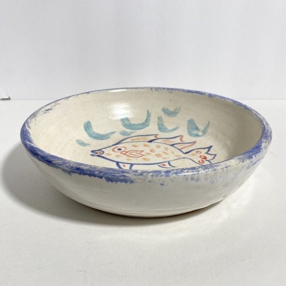 Dan Eash Art Pottery PA Handmade Glazed Stoneware Fish Bowl Pair Set Of 2 7.5in - Picture 4 of 15